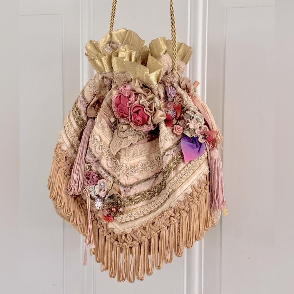 Chimaki Japan Victorian Bag Antique Kawaii Romantic Lace Fringe Floral Handmade